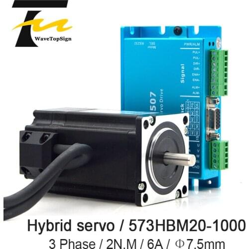 Leadshine NEMA23 Hybrid Servo Motor Driver HBS507 Input voltage VDC 18-50V+Motor 573HBM20-1000 6A 2N.M