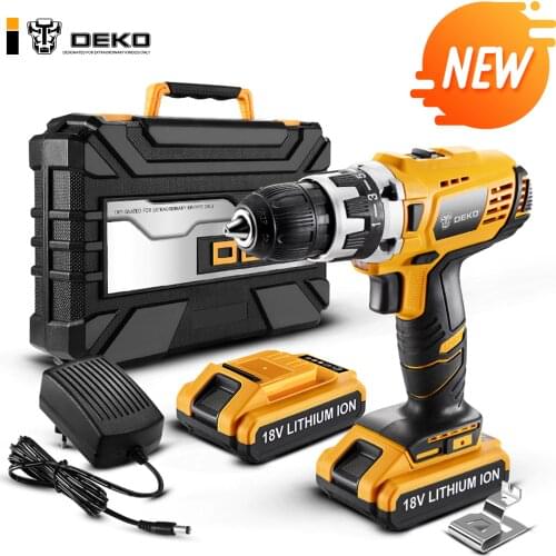 DEKO GCD18DU2 SET4 18V DC Lithium-Ion Battery Electric Cordless Drill with BMC box 38N.M 2-Speed