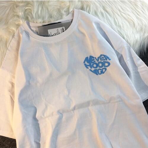 T-shirt Summer Short-Sleeved for Men Round Neck Foaming Printing Mens Fashion Loose Cotton All-match Style INS BF