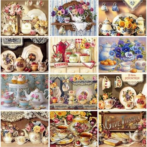 Huacan Diamond Painting Set Flower Home Decoration Mosaic Kitchen Embroidery Cup Handmade Gift Diamond Art