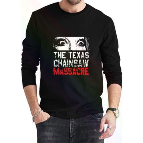 Texas Chainsaw Massacre Don't Look Now Logo Classic Black T-Shirt 2021 Newest Summer Mens Long Sleeve Popular Tees Shirt Tops