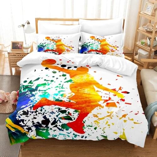 Basketball Bedding Set Single Twin Full Queen King Size Sports Dunk Shot Bed Set Children Kid Bedroom Duvetcover Sets 020
