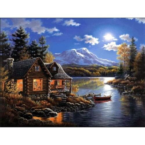 DIY 5D Forest Hut Full Square Diamond Embroidery Painting Diamond Mosaic Diamond Painting Cross Stitch Home Decoration