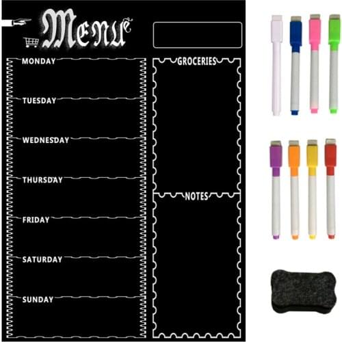 Magnetic Refrigerator Chalkboard,Weekly Menu, Meal Planner,Grocery Shopping List K1AB