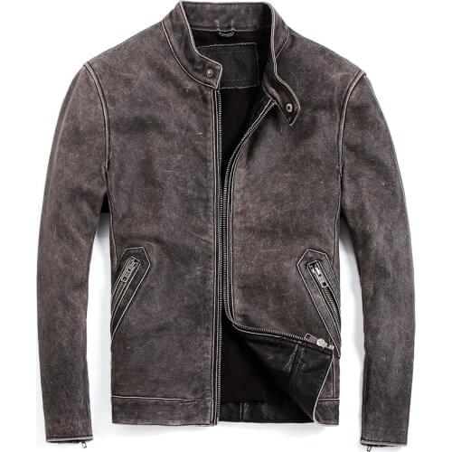 England Style Flight Mens Genuine Leather Jacket Coats Oversized 5XL Biker Mans Real Leather Coats Automotive Streetwear A601