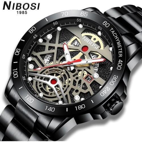 NIBOSI 2020 Watches Mens Top Brand Luxury Stainless Steel Quartz Watch For Men Waterproof Sport Chronograph Male Classic Clock