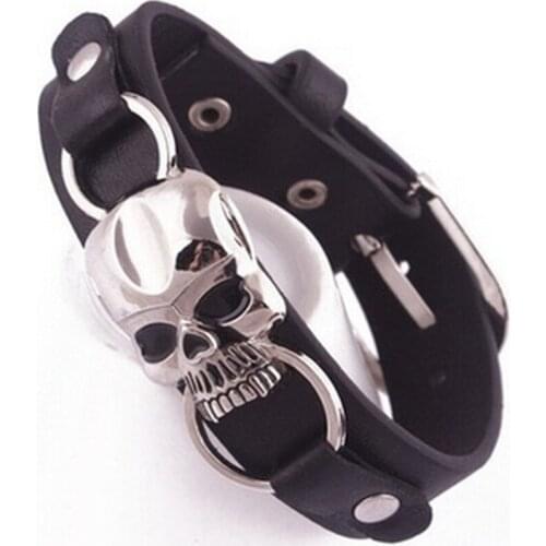 Vintage Retro Rivet Punk Cool Hip Hop Leather Skull Skeleton Biker Bracelet Mens Jewelry Accessorie
