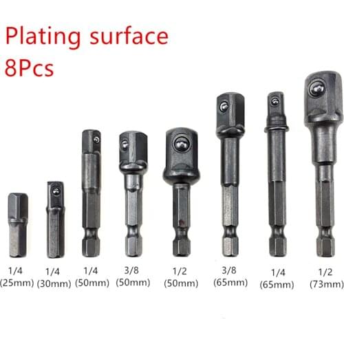 8Pcs Socket Adapte Bits Set Hex Drill Nut Driver Power Shank 1/4" 3/8" 1/2" Connecting Rod Head Extension Drill Bits Tools