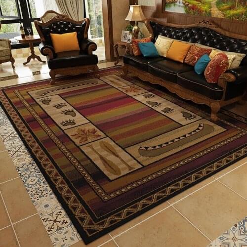 Luxury Ethnic Retro Geometric Stripes Rugs Sofa Bed Living Room Bedroom Bedside Carpet Floor Mat Large Anti-slip Area Rug