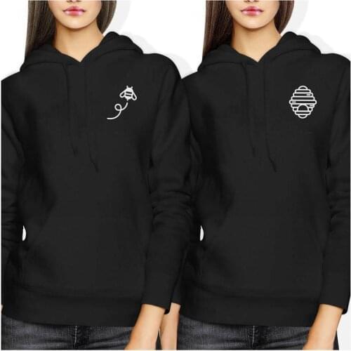 Bee and Honeycomb BFF Sweatshirt Casual Hipster Bee gift Graphic Printed Tops Girl Hoodies Couple Bee Bff Gift tumblr Pullover