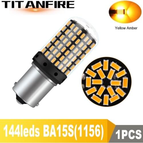 TF30 1PC T20 7440 W21W LED Bulbs 3014 144smd led CanBus 1156 BA15S P21W BAU15S PY21W led lamp For Turn Signal Light No Flash