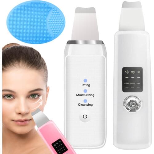 Ultrasonic Deep Face Cleaning Skin Scrubber Remove Dirt Blackhead Reduce Wrinkles spots Spatula Facial Whitening Lifting Device