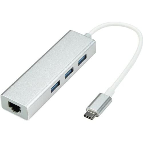 USB 3.1 USB-C Type C 10/100Mbps Gigabit Ethernet Rj45 Lan Adapter with 3 USB 3.0 Network Card for MacBook