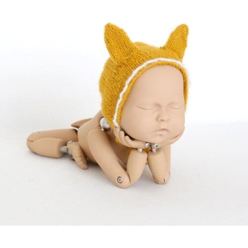 Knitted Cotton Hat Newborn Fox Hat Photo prop Crochet Baby Animal Bonnet Infant Fox Bonnet Newborn Photography Props