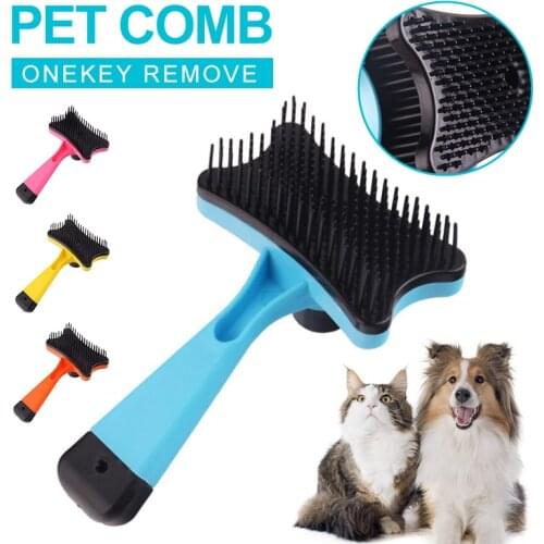 High Quality Pet Combs Onekey Remove Floating Hair Cleaning Antistatic Dog Comb Round Head Comb Cat Beauty Tools Pet Accessories