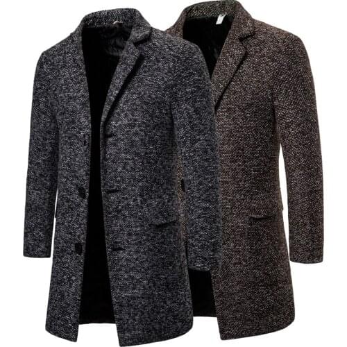 YF21 New Fashion Winter Clothing Woolen Overcoat Mens Single-Breasted Mens Woolen Trench Coat