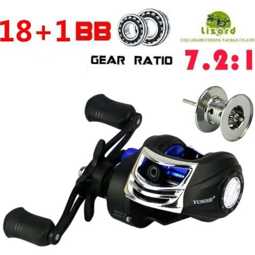 Yumoshi 7.2:1 18+1BB Reinforced Reel 10KG Max Drag Fishing Baitcasting Reel High Speed Fishing Reel Left Right Hand Reel