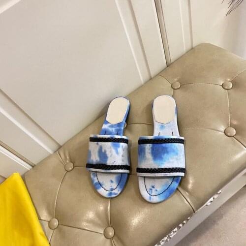 2021 New Arrival Womens Flat Espadrilles Spring Summer Embroidered Canvas Rope Sole Comfort Mule Shoes