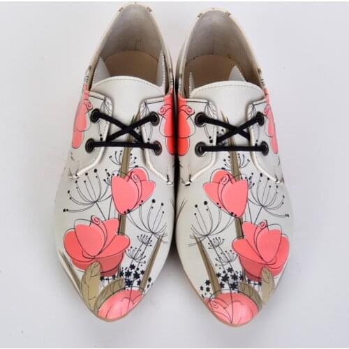 Oxford Womens shoes printed with pink flower pattern