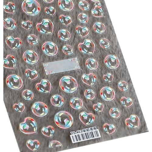1 Pcs Engraved Nail Bubble Sticker Back Glue 5D Transfer Decal Sticker Transparent Fashion Nail Art Design Sticker for Manicure