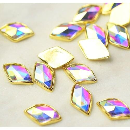 10pcs/Set Rectangle Rhombus Shaped Nail Art Rhinestones AB Color Drill Accessory Flat Back 3D Nail Decoration Nail Art Gems JH/5