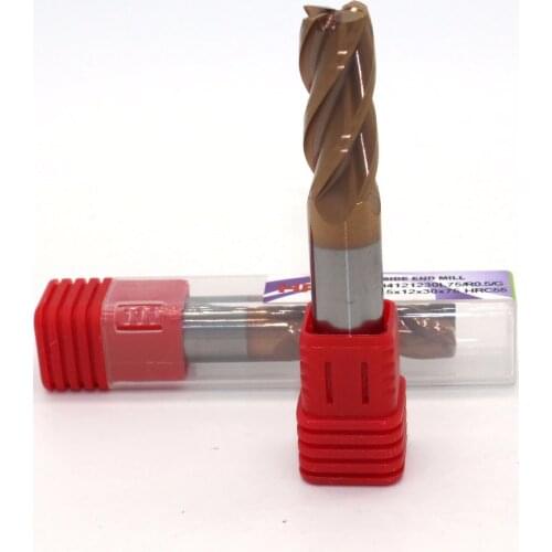 12R1*12*30*75/12R0.5*12*30*75 of 4 flutes HRC 55 mill cutter corner radius solid carbide end mill CNC machine milling tools