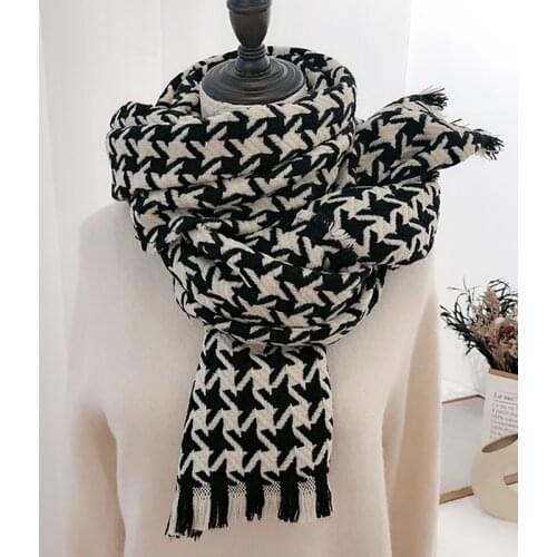 2020 luxury houndstooth scarf for women and men winter cashmere plaid scarf holiday gift