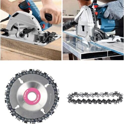 4pcs Grinder Chain Disc Set 12 Teeth Wood Shaping Disc for Wood Angle Polishing Grinding Wheel Tool with Replacement Chain