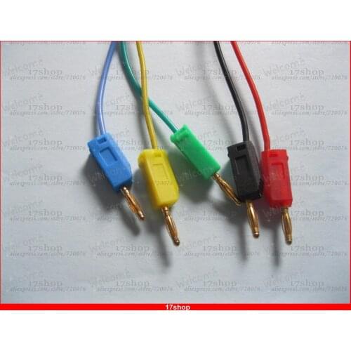 50 pcs/lot 2mm Gold Platedl 2mm banana plug Test Cable 5 color 50cm Long High Quality