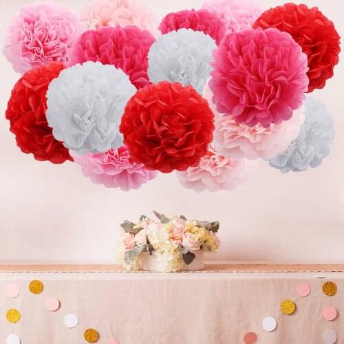 30 Colors 50 pcs / lot 4'' 10cm Tissue Paper Pom Poms Flower Balls Party Wedding Home Birthday Tea Party Decorations