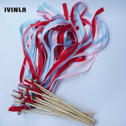 50pcs/lot Red blue and pink wedding wands with colorfull bell for wedding decoration