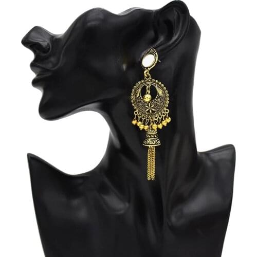 Afghan Golden Tassel Earrings for Women Boho Hippie Egypt Indian Jhumka Earrings Afghan Bridal Wedding Party Brincos Jewelry