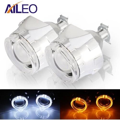 AILEO 2.5 inch bi xenon Projector lens H4 H7 9005 9006 HB3 HB4 DRL LED angel eyes LHD RHD hid xenon kit headlight car For Hella5