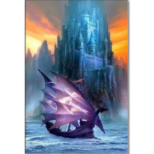 DIY Full Diamond Painting Sea boat Cross Stitch Pirate Ship Mosaic Craft Needlework 5d Embroidery Rhinestone decoration salon