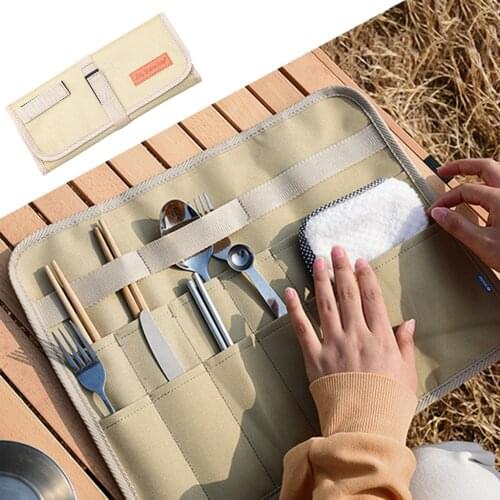 BBQ Tablewares Storage Bag Holder Waterproof Spoon Fork Cutlery Utensils Organizer Carrier Camping Supplies