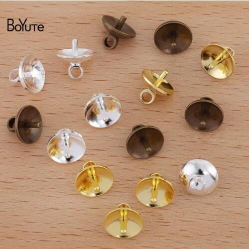 BoYuTe (100 Pieces/Lot) 5MM 8MM Stamping Metal Brass Half Hole Bead Caps Clasps Diy Handmade Jewelry Accessories