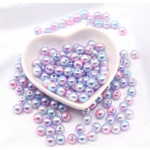 8mm Gradient Magic Mermaid ABS Pearls Beads Round Pearl Bead with Holes Loose Beads Crafts for Apparel Sewing Jewelry Making
