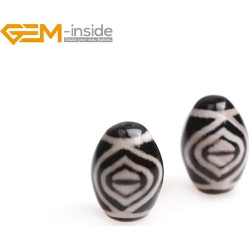 Gem-inside 10x14mm Natural Tibet Eye Agates Gem stone Beads For Jewelry Making 1 Pcs DIY gift