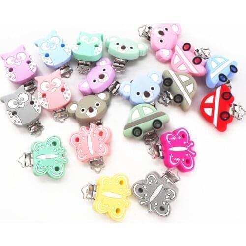 Chengkai 50pcs Silicone Butterfly Owl Clips Baby Animal Teether Pacifier BPA Free DIY Infant dummy Pendant Toy Accessories