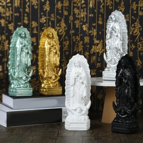 European Retro Virgin Mary Figurine Sculpture Catholic Christian Desktop Resin Statue Religious Gift Decoration Ornament