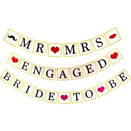 MR & MRS BRIDE TO BE Wedding Banner Paper Party Wall Decorations