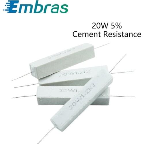 Ceramic Cement Resistance Accuracy 5% 20W 10.1/0.5/1/2/4.7/5/8/10/20/47/50/100 Euro 1K 10K 100K 2Pcs
