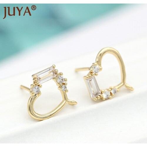 DIY Korean Heart Shape With Rhinestone Earring Hooks High Quality Earring Finding 2021 New Women Jewelry Accessories Supplies