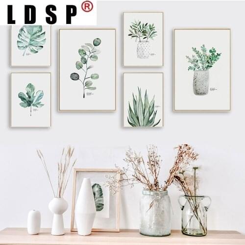 LDSP Nordic Tropical Green Plants Leaf Canvas Painting Wall Art Print Poster Picture Modern Minimalist Living Home Decor
