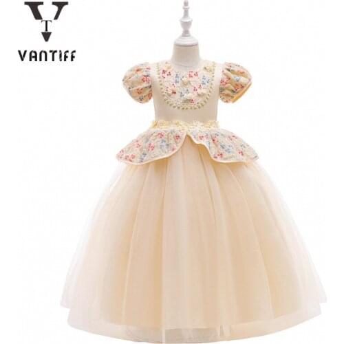 Summer Children Clothes Princess Dresses For Girls Lace Cake Dress Bow Long Skirt Kids Halloween Cosplay Costume Wedding Party