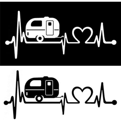 Hot 195*84mm Camper Travel Hiker Camper Heartbeat Vinyl Car Door Sticker Decoration