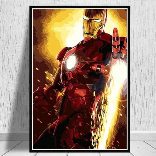 Marvel Superhero Iron Man Doctor Strange Loki Canvas Wall Art Oil Painting By Numbers DIY Avengers Poster For Living Room Decor