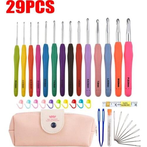 10/12/29Pcs Aluminum Knitting Needles Set 2.0mm-8.0mm Crochet Hooks Yarn Knitting Needles Sewing Tools Yarn Sweater Weave Tools