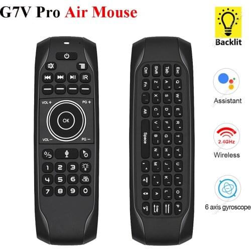 G7V Backlit Voice Russian Mini keyboard Gyroscope IR Learning 2.4G Wireless Remote G7V Pro Air Mouse For Android TV BOX VS MX3