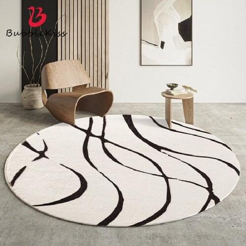 Bubble Kiss Carpet For Living Room Nordic Modern Minimalist Geometric Lines Round Area Rug Home Decoration Customized Floor Mats